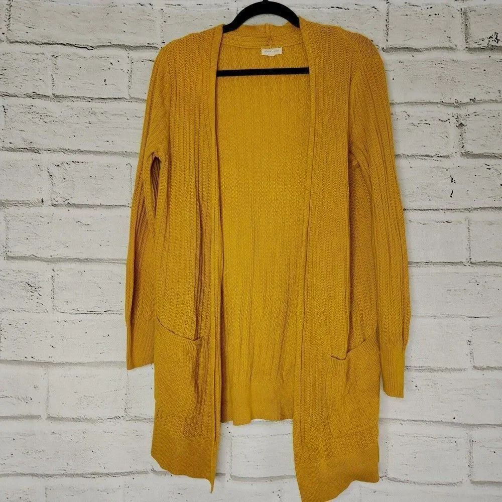 Silence + Noise Women's Mustard Yellow Long-Sleeved Open Cardigan Size Medium